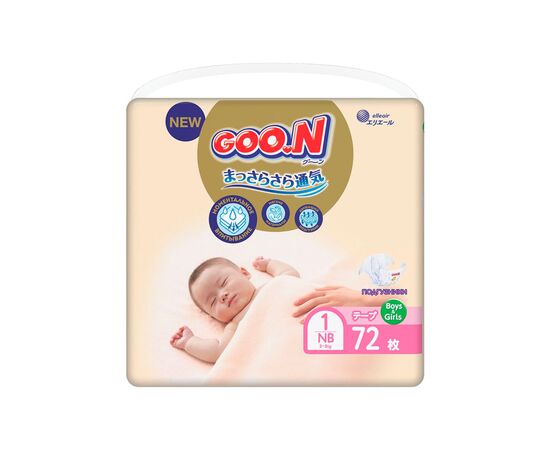 Подгузник GOO.N Premium Soft Newborn до 5 кг SS на липучках 72 шт (863222)