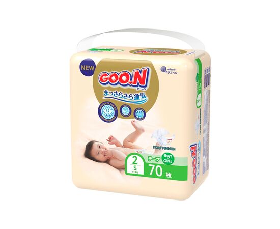 Подгузник GOO.N Premium Soft 4-8 кг S на липучках 70 шт (863223), изображение 2 Подгузник GOO.N Premium Soft 4-8 кг S на липучках 70 шт (863223), изображение 2