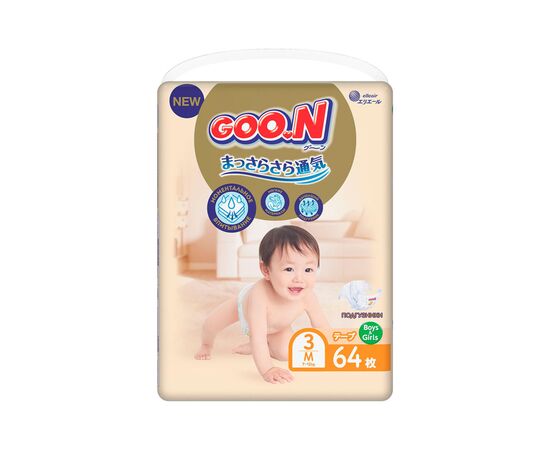 Подгузник GOO.N Premium Soft 7-12 кг размер М на липучках 64 шт (863224)