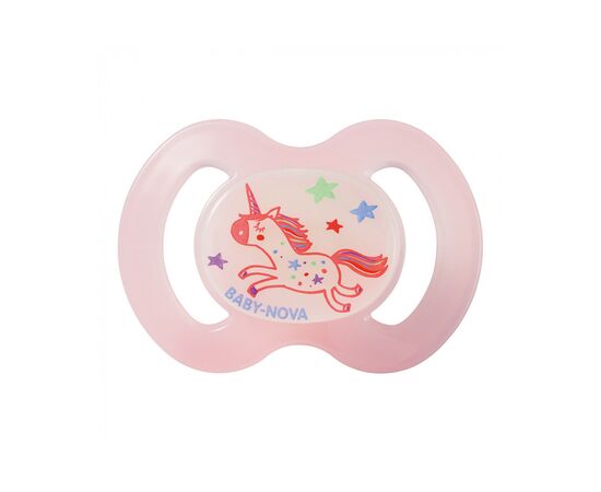 Пустышка Baby-Nova Unicornio Pink ночная 6-18 мес. розовая (3962486)