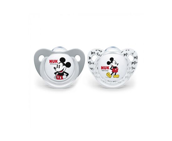 Пустышка Nuk Trendline Disney Mickey 6-18 мес. 2 шт.серый с белым (3953123)