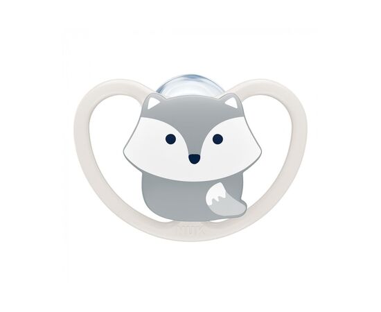 Пустышка Nuk Space Лиса 0-6 мес серая (3952333)