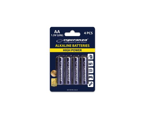 Батарейка Esperanza AA LR6 Alkaline * 4 (EZB101), изображение 2 Батарейка Esperanza AA LR6 Alkaline * 4 (EZB101), изображение 2