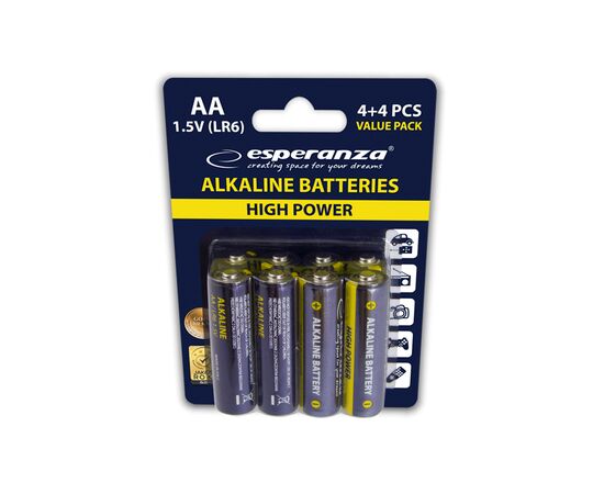 Батарейка Esperanza AA LR6 Alkaline * 8 (EZB103), изображение 2 Батарейка Esperanza AA LR6 Alkaline * 8 (EZB103), изображение 2