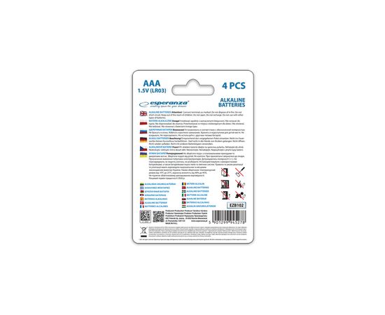 Батарейка Esperanza AAA LR03 Alkaline * 4 (EZB102), изображение 3 Батарейка Esperanza AAA LR03 Alkaline * 4 (EZB102), изображение 3