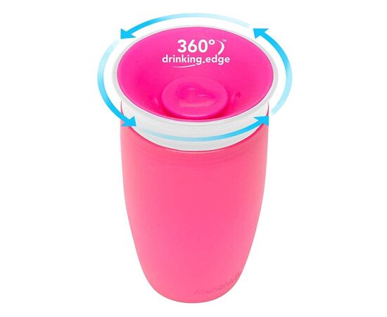 Поильник-непроливайка Munchkin Miracle® 360° с крышкой, 296 мл розовая (051859), изображение 3 Поильник-непроливайка Munchkin Miracle® 360° с крышкой, 296 мл розовая (051859), изображение 3