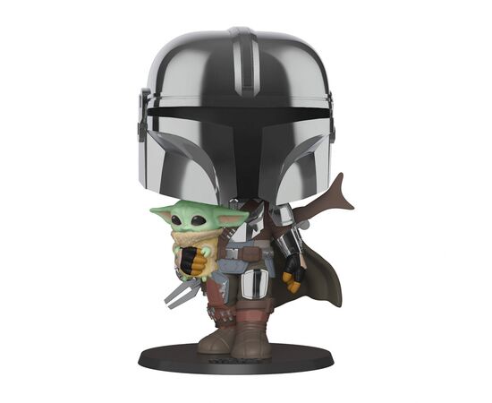 Фигурка для геймеров Funko Pop Мандалорец в хроме с малышом 25 см (49931)