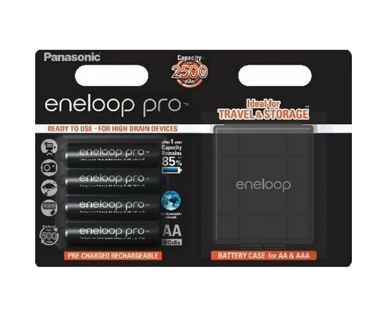 Аккумулятор Panasonic Eneloop Pro AA 2500 mAh * 4 + Case (BK-3HCDEC4BE)