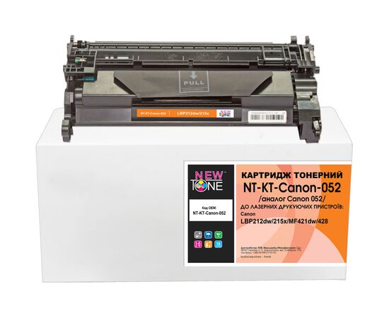 Тонер-картридж NewTone Canon LBP212dw/215x/MF421dw/428, Black (NT-KT-Canon-052)