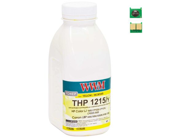 Тонер HP CLJ CP1215/CP1515/CM1312 40г Yellow +chip WWM (TC1215Y)