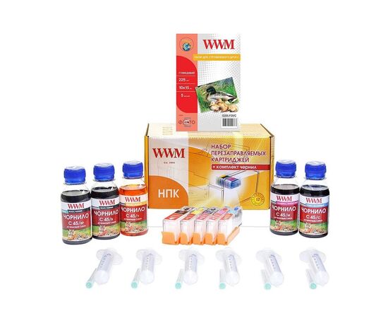 Комплект перезаправляемых картриджей WWM CANON MG5740/6840 (BP/B/C/M/Y) +chip (RC.CLI471ARC)