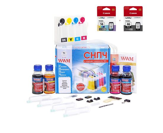 СБПЧ WWM Canon Pixma E3140/E484 + PG46/CL56 (IS.0130set)