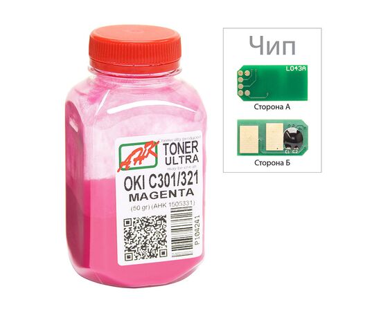 Тонер OKI C301/321, 50г Magenta +chip AHK (1505327)