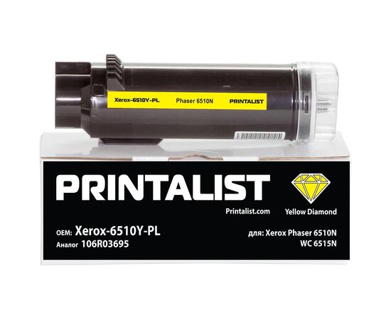 Тонер-картридж Printalist Xerox Ph6510N, WC 6515N, 106R03695 Yellow (Xerox-6510Y-PL)
