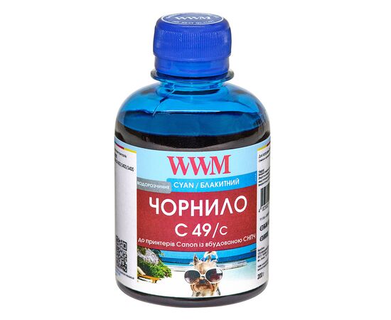 Чорнило WWM CANON GI-490 200г Cyan (C49/C)