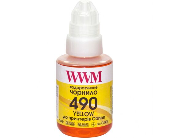 Чернила WWM Canon GI-490, 140г Yellow (C490Y)
