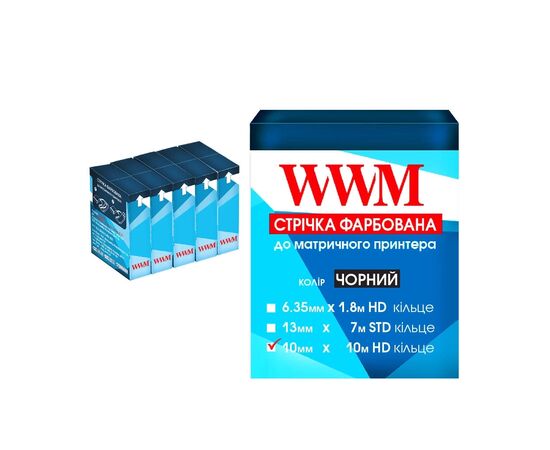 Стрічка до принтерів 10мм х 10м Refill HD к. Black*5шт WWM (R10.10H5)