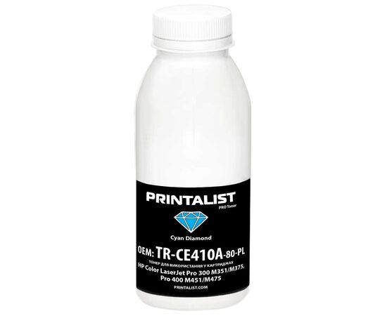 Тонер HP CLJ Pro 300 M351/M375, Pro 400 M451/M475, 80г Cyan Printalist (TR-CE410A-80-PL)