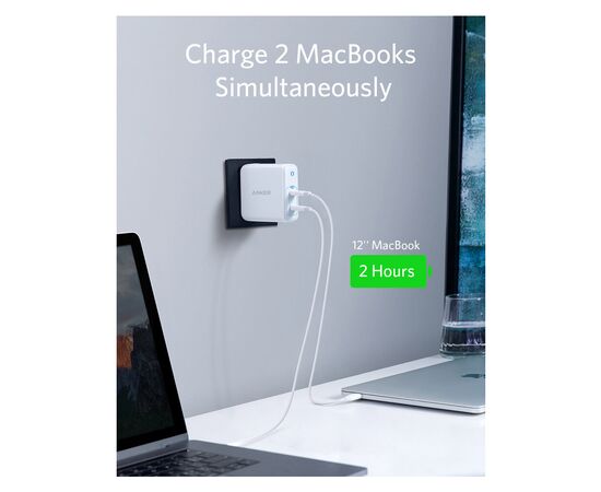 Зарядное устройство Anker PowerPort Atom III Duo - 60W 2xUSB-С (White) (A2629H21), изображение 3 Зарядное устройство Anker PowerPort Atom III Duo - 60W 2xUSB-С (White) (A2629H21), изображение 3