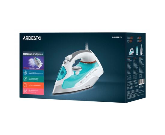 Утюг Ardesto IR-C2228-TQ/2200Вт/280мл/пар/ самоочищення /антикапля /керам (IR-C2228-TQ), изображение 8 Утюг Ardesto IR-C2228-TQ/2200Вт/280мл/пар/ самоочищення /антикапля /керам (IR-C2228-TQ), изображение 8