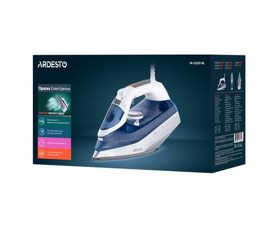 Утюг Ardesto IR-C2232-BL /2200Вт /320мл/пар/ самоочищення/антикапля /кера (IR-C2232-BL), изображение 8 Утюг Ardesto IR-C2232-BL /2200Вт /320мл/пар/ самоочищення/антикапля /кера (IR-C2232-BL), изображение 8