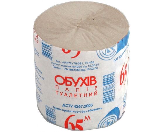 Туалетная бумага Обухів 65 м 1 шт (тп.об65с)