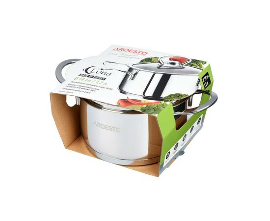 Кастрюля Ardesto Luna с крышкой 1,2 л (AR0612S), изображение 4 Кастрюля Ardesto Luna с крышкой 1,2 л (AR0612S), изображение 4