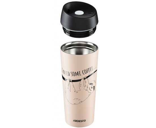 Термокружка Ardesto Coffee Time Bradypus 450 мл Beige (AR2645DBE), изображение 3 Термокружка Ardesto Coffee Time Bradypus 450 мл Beige (AR2645DBE), изображение 3