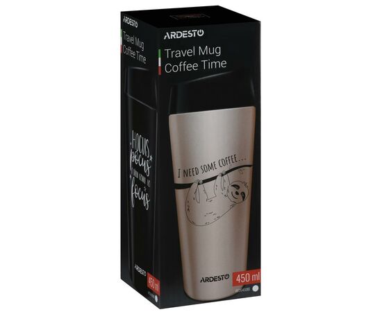 Термокружка Ardesto Coffee Time Bradypus 450 мл Beige (AR2645DBE), изображение 7 Термокружка Ardesto Coffee Time Bradypus 450 мл Beige (AR2645DBE), изображение 7