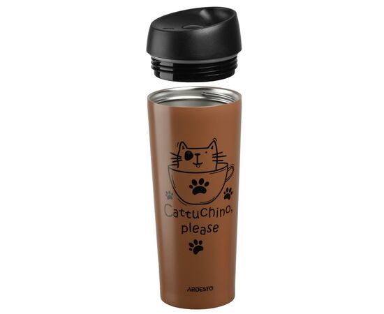 Термокружка Ardesto Coffee Time Cat 450 мл Mocco (AR2645DMM), изображение 2 Термокружка Ardesto Coffee Time Cat 450 мл Mocco (AR2645DMM), изображение 2