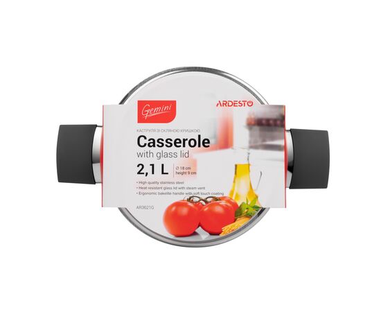 Кастрюля Ardesto Gemini с бакелитовыми ручками 2.1 л (AR3621G), изображение 4 Кастрюля Ardesto Gemini с бакелитовыми ручками 2.1 л (AR3621G), изображение 4