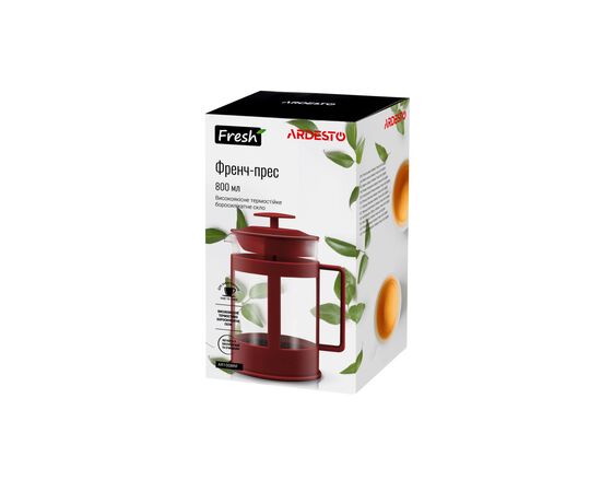 Френч-пресс Ardesto Fresh 800 мл Red (AR1008RF), изображение 3 Френч-пресс Ardesto Fresh 800 мл Red (AR1008RF), изображение 3