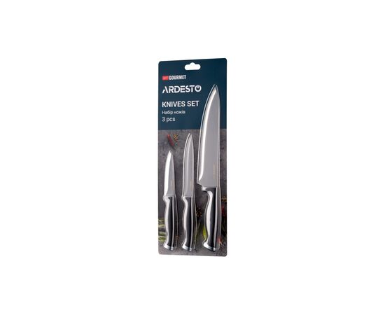 Набор ножей Ardesto Gemini Gourmet 3 шт Black (AR2103BL), изображение 2 Набор ножей Ardesto Gemini Gourmet 3 шт Black (AR2103BL), изображение 2