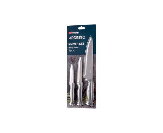 Набор ножей Ardesto Gemini Gourmet 3 шт Grey (AR2103GR), изображение 2 Набор ножей Ardesto Gemini Gourmet 3 шт Grey (AR2103GR), изображение 2