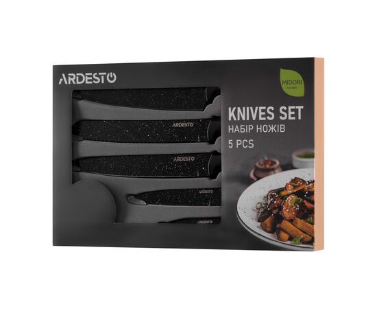 Набор ножей Ardesto Midori 5 предм Black (AR2105BWD), изображение 7 Набор ножей Ardesto Midori 5 предм Black (AR2105BWD), изображение 7
