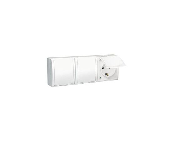 Розетка Simon Aquarius 3x IP54 Schuko с белой крышкой (AQGSz1-3/11)