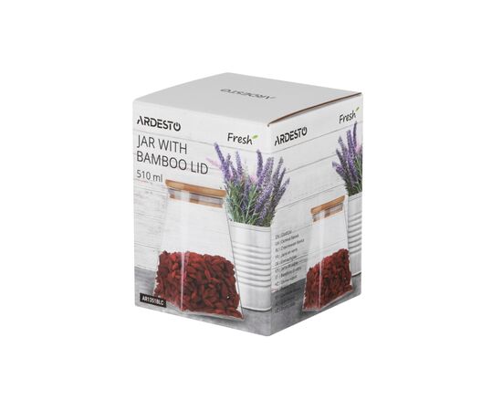 Ємність для сипучих продуктів Ardesto Fresh конус, скло, бамбук 510 мл (AR1351BLC), зображення 2