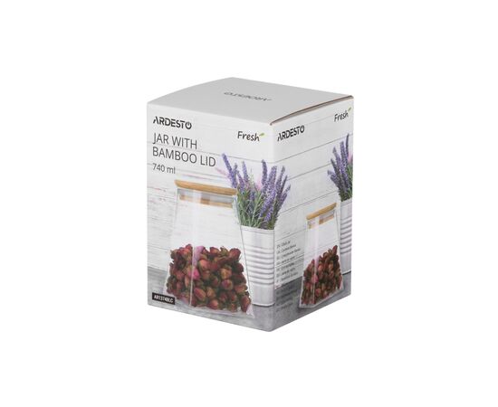 Емкость для сыпучих продуктов Ardesto Fresh конус, стекло, бамбук 740 мл (AR1374BLC), изображение 2 Емкость для сыпучих продуктов Ardesto Fresh конус, стекло, бамбук 740 мл (AR1374BLC), изображение 2
