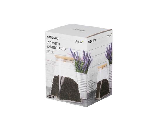 Емкость для сыпучих продуктов Ardesto Fresh конус, стекло, бамбук 910 мл (AR1391BLC), изображение 2