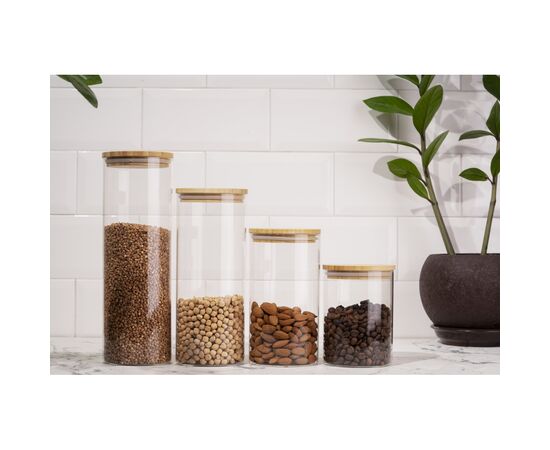 Ємність для сипучих продуктів Ardesto Fresh скло, бамбук 540 мл (AR1354BLR), зображення 3