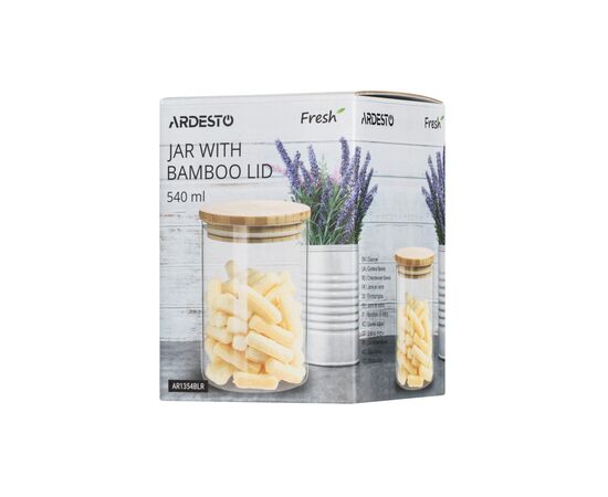 Ємність для сипучих продуктів Ardesto Fresh скло, бамбук 540 мл (AR1354BLR), зображення 4