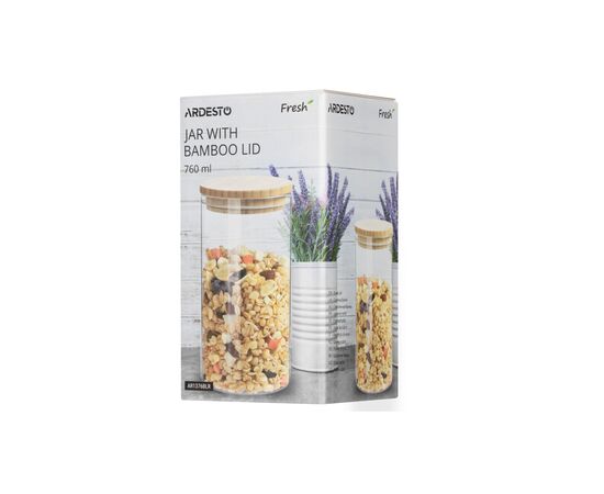 Ємність для сипучих продуктів Ardesto Fresh скло, бамбук 760 мл (AR1376BLR), зображення 4