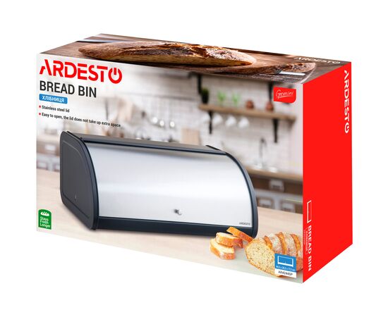 Хлебница Ardesto Gemini Steel 44.5 x 26.5 x 17.5 см (AR4244SP), изображение 6