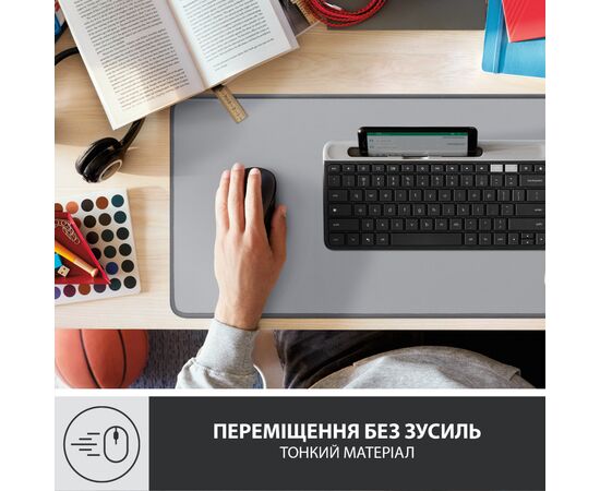 Коврик для мышки Logitech Desk Mat Studio Series Mid Grey (956-000052), изображение 5 Коврик для мышки Logitech Desk Mat Studio Series Mid Grey (956-000052), изображение 5