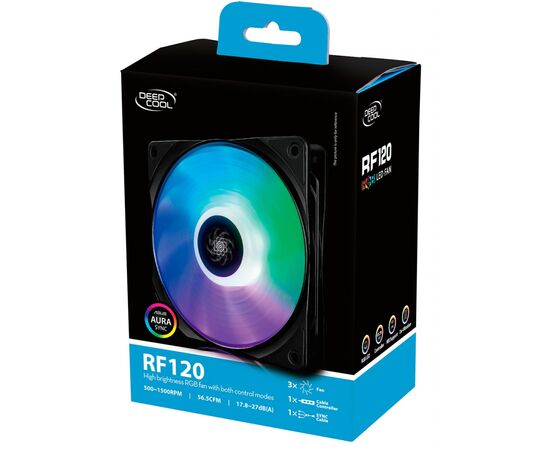 Кулер для корпуса Deepcool RF120 3 x FAN, изображение 9 Кулер для корпуса Deepcool RF120 3 x FAN, изображение 9