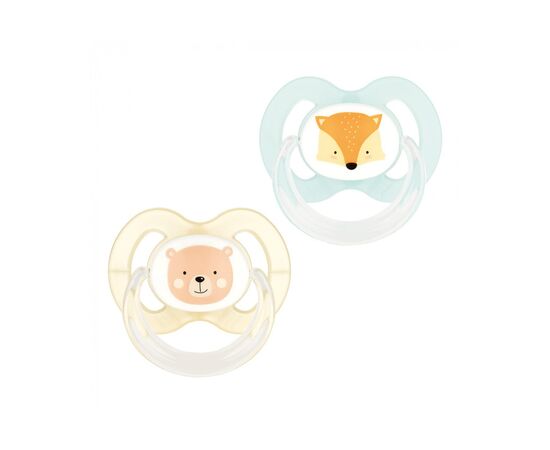 Пустушка Baby-Nova Forest Animals 6-18 міс. персикова/бирюзова 2 шт (3962321)