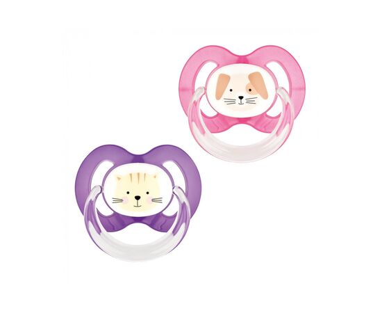 Пустушка Baby-Nova Pets 6-18 міс. рожева/фіолетова 2 шт (3962318)