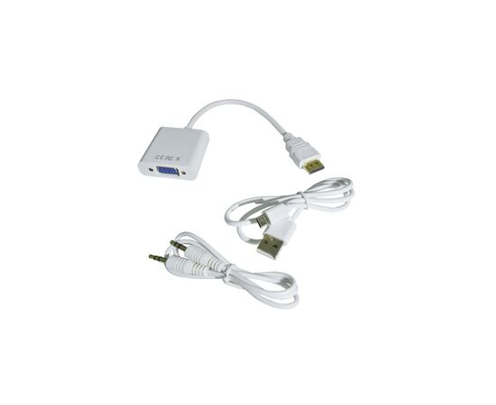 Переходник HDMI M to VGA F (с кабелями аудио и питания от USB) ST-Lab (U-990 white), изображение 4 Переходник HDMI M to VGA F (с кабелями аудио и питания от USB) ST-Lab (U-990 white), изображение 4