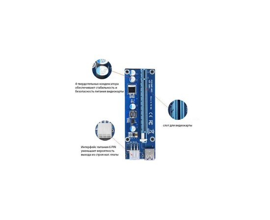 Райзер PCI-E x1 to 16x 60cm USB 3.0 Cable SATA to 6Pin Power v.006C Dynamode (RX-riser-006c 6 pin), изображение 5 Райзер PCI-E x1 to 16x 60cm USB 3.0 Cable SATA to 6Pin Power v.006C Dynamode (RX-riser-006c 6 pin), изображение 5