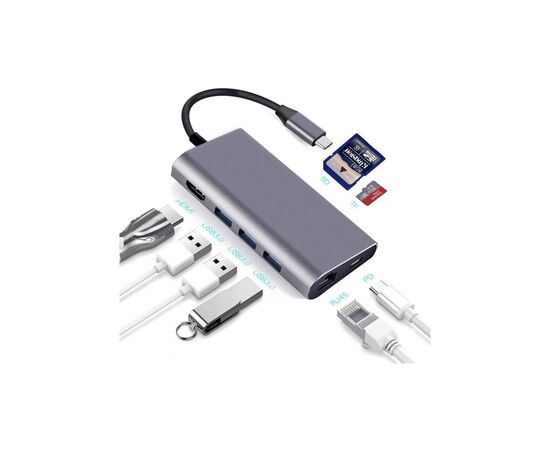 Переходник Dynamode USB3.1 Type-C to HDMI, 3хUSB3.0, RJ45, USB Type-C Female, SD (Dock-USB-TypeC-HDMI-USB3.0-RJ45), изображение 4 Переходник Dynamode USB3.1 Type-C to HDMI, 3хUSB3.0, RJ45, USB Type-C Female, SD (Dock-USB-TypeC-HDMI-USB3.0-RJ45), изображение 4